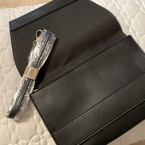 New Summer Rose tuck flap black vegan leather crossbody